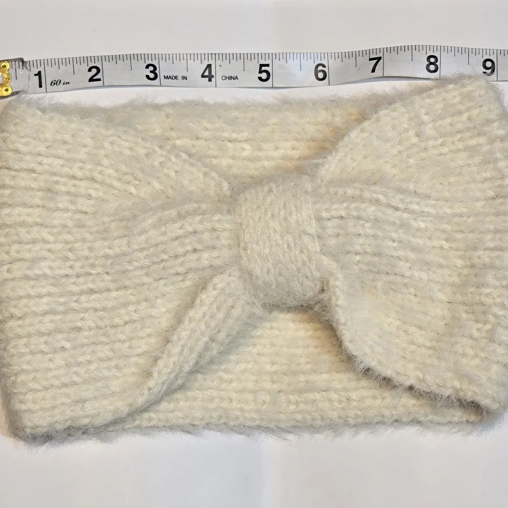 Soft Knit Cream Headband with Bow